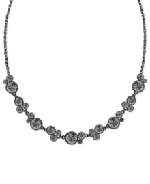 Daring and dazzling at once, this necklace from 2028 is crafted from hematite-tone mixed metal and features black glass accents for bold effect. Approximate adjustable length: 16 inches. Approximate width: 1/3 inch.