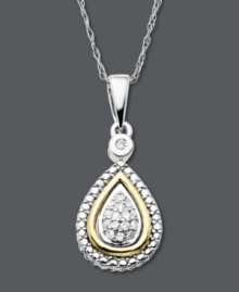 The perfect illumination (other than candles). This glittering pendant will make this April birthday one she'll always remember. Crafted in 14k gold and sterling silver, pendant features sparkling diamond accents in a pretty teardrop shape. Approximate length: 18 inches. Approximate drop: 1 inch.