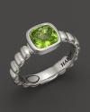 John Hardy Bedeg Sterling Silver Batu Square Station Slim Band Ring with 7mm Peridot