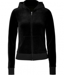 Work an edge of rock n roll attitude into your outfit with Juicy Coutures snake embellished logo hoodie - Hooded, front zip closure, long sleeves, split kangaroo pocket - Slim fit - Pair with matching pants, favorite jeans, or mini-skirts