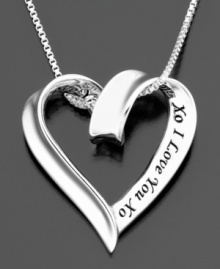 Say it with style. This touching pendant features I Love You inscribed on a beautiful heart. Crafted in sterling silver.  Approximate length: 18 inches. Approximate drop: 1 inch.