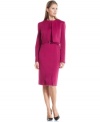 The sleek styling and silhouette of Anne Klein's petite sheath dress and suit jacket allow the rich berry hue to truly stand out. Complete the look with a structured handbag and classic pumps.