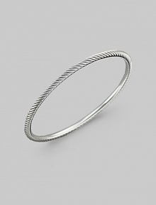 From the Cable Bangle Collection. Textured on the outside and smooth on the inside in cool sterling silver. Sterling silver Diameter, about 2½ Made in USA