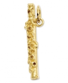 Fashion for your favorite flautist! This intricate charm features a detailed flute in 14k gold. Chain not included. Approximate length: 1 inch. Approximate width: 1/5 inch.