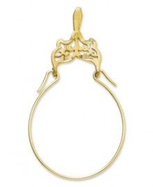 Keep all your favorite charms in place. This pretty polished charm holder features a fancy filigree design in 14k gold. Chain not included. Approximate length: 1-2/5 inches. Approximate width: 9/10 inch.