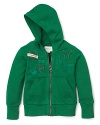 Cozy and cool in a bright green hue, this Diesel hoodie will be the layer he'll love to live in this season.