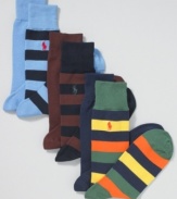 Step-up your style with these assorted patterned socks from Ralph Lauren.