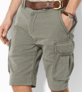 Rugged classic-fitting short in washed cotton chino.