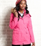 All about versatility, Dollhouse's hooded parka features a cute down vest under-layer that can be worn alone!