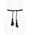 Cinch your look in style with this ultra-luxe tassel-detailed tie belt from Diane von Furstenburg- Long self-tie style, bead and tassel-detailed - Style with a slinky evening dress or tie around your favorite cardigan for an amped up day look