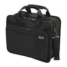 For business or pleasure, this brief keeps up with today's active lifestyle. Front organizational panel contains a full-length zippered mesh pocket, tricot-lined electronic device pockets, business card pockets, USB flash drive pockets, pen loops and key fob.