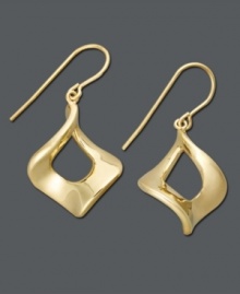 Sweet elegance in a pair of simple drops. Earrings feature a cut-out marquise shape crafted in 14k gold. Approximate drop: 1-1/4 inches.