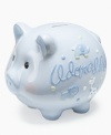 Help him save his pennies for a rainy day with this adorable piggy bank from First Impressions.