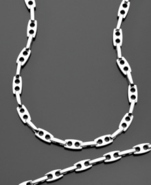 Gleaming stainless steel lendsa modern feel. Chain measures 24 inches; bracelet measures 8-1/2 inches.