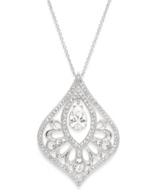 Serious sparkle. Cubic zirconias (1-1/2 ct. t.w.) and crystals shine brightly on this pretty pendant necklace from Eliot Danori. Set in silver tone mixed metal, it's sure to stand out whenever you wear it! Approximate length: 16 inches + 2-inch extender. Approximate drop: 1-1/2 inches.