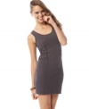 Rivet hardware and an exposed zipper edge up this knit Material Girl mini dress -- a hot pick for a night out!