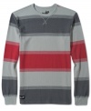 Always great as an underlayer or worn solo is this fashionable stripe thermal by Volcom.