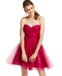 Party queen: sporting a skirt of sparkly tulle -- and designed in the hottest hue -- this strapless dress from Roberta rules!