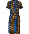 Chic yet versatile, this eye-catching print dress from Issa goes from office to evening with ease - Faux-wrap V-neckline, short sleeves, asymmetric waist drape detail, knee-length skirt with draped detail, allover print - Form-fitting - Try with bright heels, a sleek trench, and a sleek leather satchel