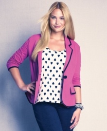 Layer your fall lineups with American Rag's plus size jacket-- it's super-cute for the season!