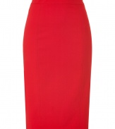 Inject bold style into your workweek style with this luxe pencil skirt from Valentino - Wide waistband, pencil silhouette, concealed side zip closure - Wear with a tie-neck blouse, cashmere cardigan, and platform pumps