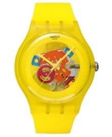 Slap some sunny style to your wrist with this colorful Yellow Lacquered collection Swatch watch.