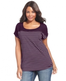 Snag a must-have look with Seven7 Jeans' striped plus size top!