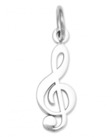 The perfect gift for the aspiring Mozart or Beethoven. This charming treble clef is crafted from diamond-cut 14k white gold. Chain not included. Approximate length: 4/5 inch. Approximate width: 1/5 inch.