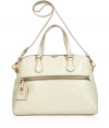 Channel chic sixties style with this neutral leather tote from Marc by Marc Jacobs - Carryall style, top carrying handles, convertible shoulder straps, front zip pocket, small internal pockets for essential items - Perfect for everyday use or for off-duty casual