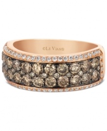 Two glittering rows of glamour. Le Vian's stunning band ring features round-cut chocolate diamonds (1-1/6 ct. t.w.) and white diamonds (1/3 ct. t.w.). Set in 14k rose gold. Size 7.