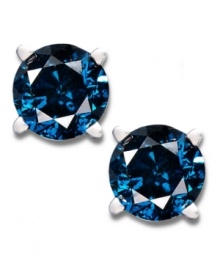 Add elegance with diamonds of a different shade. These unique stud earrings feature round-cut blue diamonds (1/2 ct. t.w.) set in 14k white gold. Approximate diameter: 4 mm.