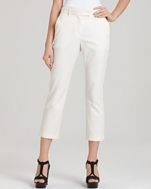 Ivory Rachel Zoe skinny pants are elegant and sophisticated for this season and beyond, creating a standout look for cocktails when teamed with a matching jacket and statement accents.