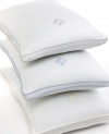 Sumptuous style now made for resting your head. The Lawton pillow from Lauren by Ralph Lauren is filled with lush down alternative for supreme, firm comfort. A contrasting satin-bound edging and an embroidered signature crest both heighten this rich design.