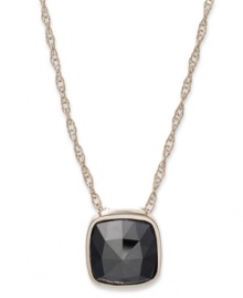 Understated elegance. This necklace is centered by a square, rose-cut black diamond (2 ct. t.w.) pendant for a stunning look. Set in 14k gold. Approximate length: 18 inches. Approximate drop: 3/4 inch.