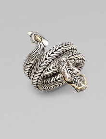 From the Naga Collection. This stylized design features a dragon coil in sleek sterling silver accented with 18k gold detailing. Sterling silver18k goldDiameter, about ½Imported 