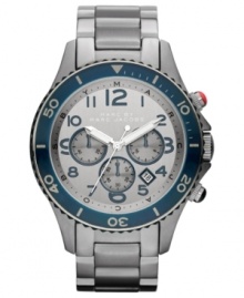 Navy accents add rich detail to this chronograph watch from Marc by Marc Jacobs.