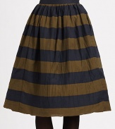 Made from fine mulberry silk, this striped skirt offers a universally flattering A-line silhouette.Solid waistbandBack zipperAbout 27 longMulberry silkDry cleanMade in Italy of imported fabric Model shown is 5'9½ (176cm) wearing US size 4. 