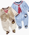 Whether he's a baby businessman or sheriff, he'll be outfitted for cuteness with either of these coveralls.