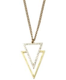 Trendy triangles! Geometric glamour defines this chic pendant necklace from RACHEL Rachel Roy. Embellished with dazzling pave crystals and glass accents, it's crafted in gold tone mixed metal. Approximate length: 21 inches + 2-inch extender. Approximate drop: 1-3/4 inches.