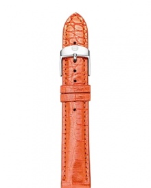 Poppy hues are big news this season, and this pink alligator leather watch strap from Michele is an easy way to take the trend to your jewelry box.