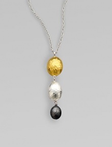 Beautifully textured pendant in two-tone sterling silver and radiant 24k gold on a sterling silver link chain. Two-tone sterling silver24k goldLength, about 18 Pendant size, about 2½Lobster clasp closureImported 