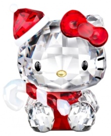 Hello Kitty gets in the spirit of things, dressed in an adorable Santa outfit. Her red dress, bow and candy cane sparkle in faceted Swarovksi crystal, creating an extra-festive holiday collectible.