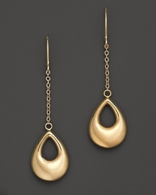 14K yellow gold teardrops dangle from slim chains.