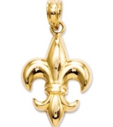 Royal roots. Add this iconic symbol of France for a dignified look. 14k gold charm features a petite Fleur de Lis. Chain not included. Approximate length: 4/5 inch. Approximate width: 2/5 inch.