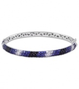 Sparkle has never looked so sophisticated. EFFY Collection's stunning bangle features a gradation of round-cut sapphires (4-1/3 ct. t.w.) in sterling silver. Approximate diameter: 3-1/2 inches.