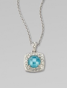 EXCLUSIVELY AT SAKS.COM. Add a little color with this pavé crystal embellished blue ceramic accented cubic zirconia doublet stone design on a link chain. CrystalsBlue ceramic accented cubic zirconiaRhodium-plated brassLength, about 16 to 18 adjustablePendant size, about ½Lobster clasp closureImported 