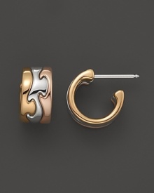 Georg Jensen artfully combines rose, white and yellow gold in these modern earrings from the Fusion Collection.