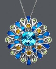 A budding bloom is just the right look for spring. Town & Country's vivacious flower pendant features blue topaz (5 ct. t.w.), peridot (7/8 ct. t.w.), and citrine (5/8 ct. t.w.) set in sterling silver. Approximate length: 18 inches. Approximate drop: 1 inch.