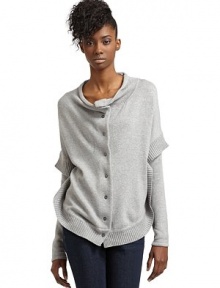 THE LOOKStand collarButton frontLong sleevesRibbed circle hemMerrow stitch detail down rear centerTHE FITAbout 28 from shoulder to hemTHE MATERIAL67% cotton/21% nylon/12% cashmere