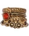 Stackable style is a wise idea. This owl ring from Lucky brand features textured detail and plastic details. Crafted in gold tone mixed metal. Size 7.